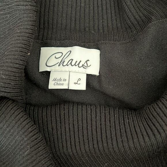 Chaus size large black short sleeve cowl neck tunic sweater EUC - Picture 8 of 10